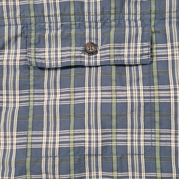 Eddie Bauer Blue & Green Plaid Short Sleeve Button Up Shirt Men's Large Tall - Picture 3 of 11
